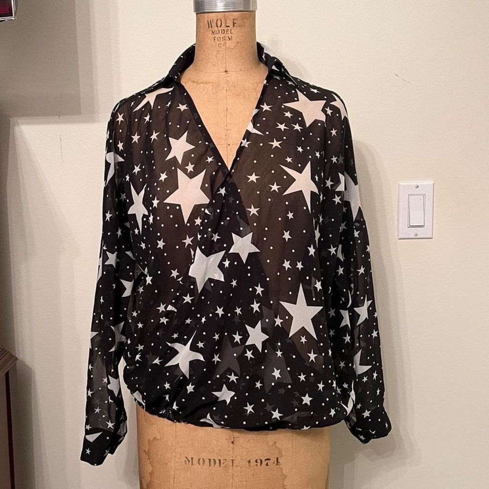 Buffalo By David Bitton Sheer Star Blouse Top